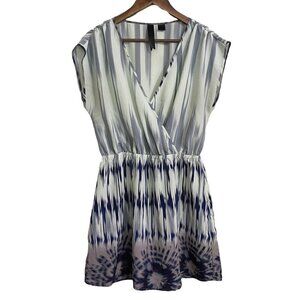 Petticoat Alley Womens Blue Tie Dye Elastic Waist Vneck Surplus Dress Large